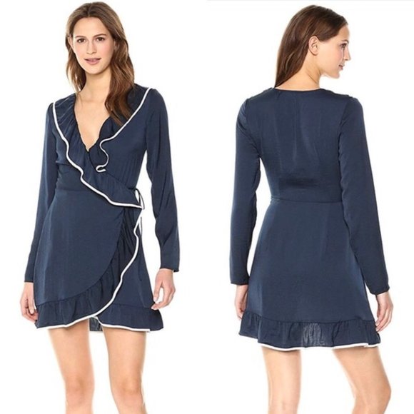The Fifth Label Dresses & Skirts - The Fifth Label Juliette Navy Ruffle Wrap Dress XS